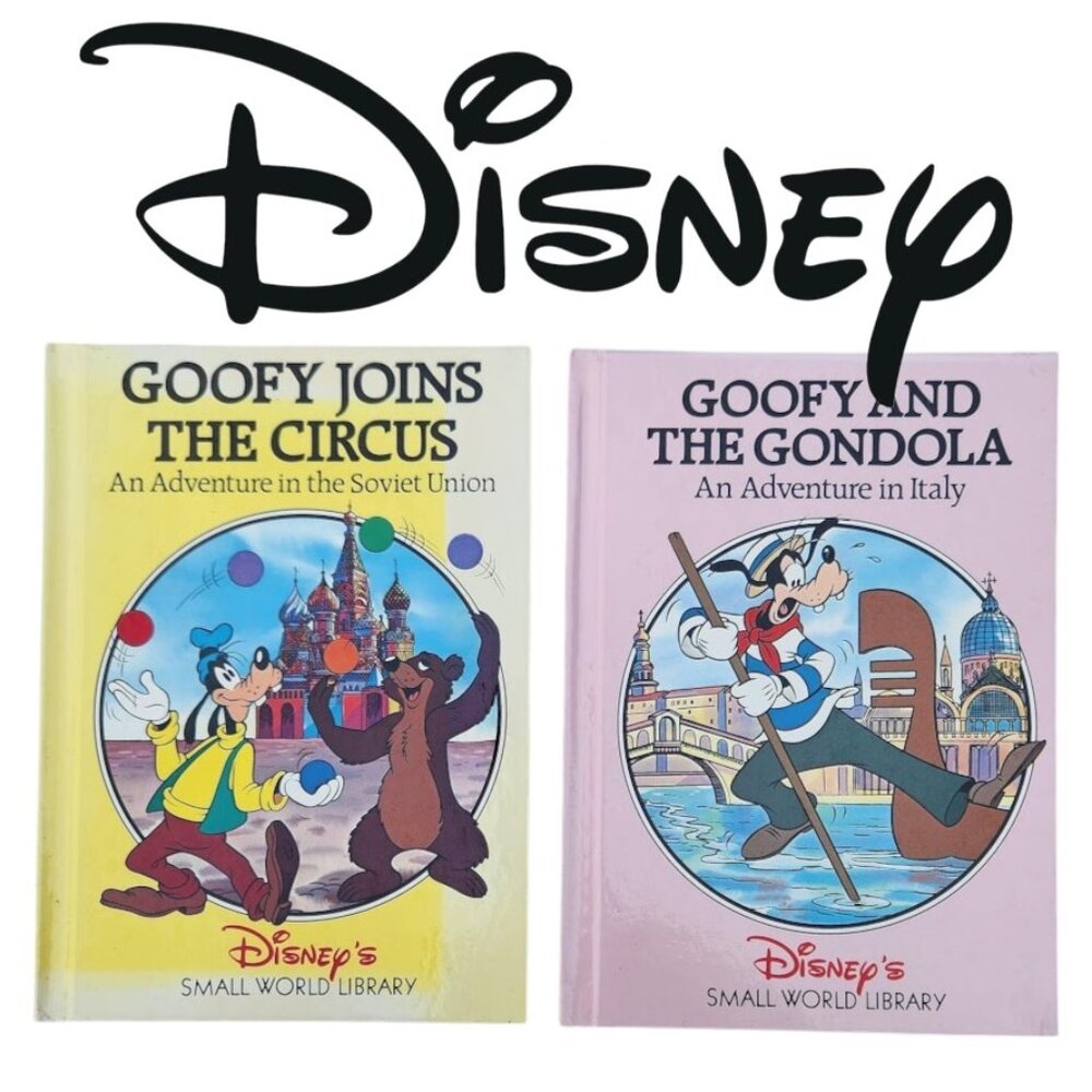 VINTAGE Disney Children's Book Bundle Goofy Small World Library 1980s Books Mick